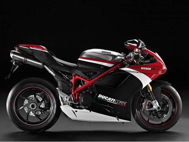 Großhandel Ducati 848/1098/1198 Motorrad Verkleidung 2007-2014 - Weiss Rot Glanzendes Schwarz