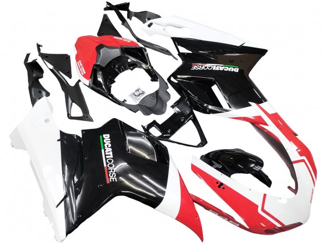 Großhandel Ducati 848/1098/1198 Motorrad Verkleidung 2007-2014 - Weiss Rot Glanzendes Schwarz