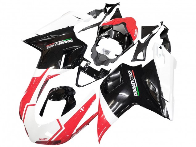 Großhandel Ducati 848/1098/1198 Motorrad Verkleidung 2007-2014 - Weiss Rot Glanzendes Schwarz