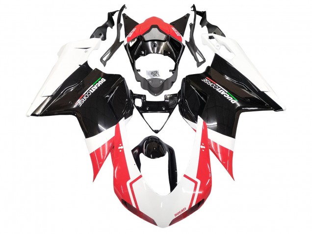 Großhandel Ducati 848/1098/1198 Motorrad Verkleidung 2007-2014 - Weiss Rot Glanzendes Schwarz