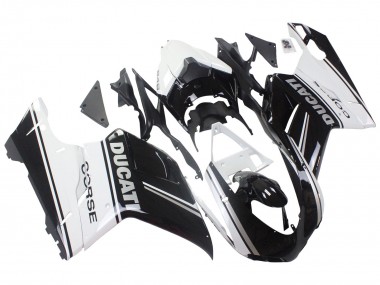 Großhandel Ducati 848/1098/1198 Motorrad Verkleidung 2007-2014 - Weiss Glanzendes Schwarz Corse
