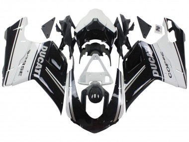 Großhandel Ducati 848/1098/1198 Motorrad Verkleidung 2007-2014 - Weiss Glanzendes Schwarz Corse