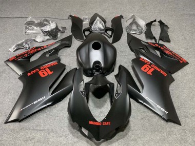 Großhandel Ducati 1199 Motorrad Verkleidung 2011-2014 - Matt Schwarz mit Rot Aufkleber Mambo Cafe 19