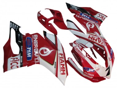Großhandel Ducati 1199 Motorrad Verkleidung 2011-2014 - Weiss Rot Glanzendes Schwarz Fiamm 7