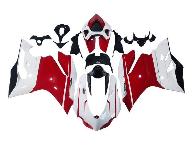 Großhandel Ducati 1199 Motorrad Verkleidung 2011-2014 - Weiss Rot Glanzendes Schwarz