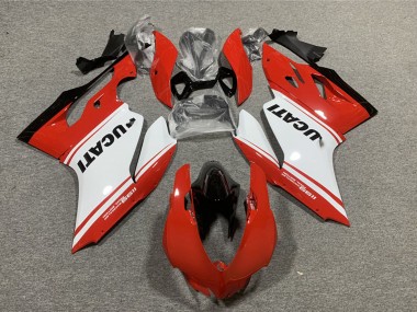 Großhandel Ducati 1199 Motorrad Verkleidung 2011-2014 - Rot Weiss Glanzendes Schwarz