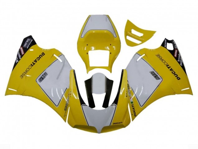 Großhandel Ducati 996 Motorrad Verkleidung 1993-2005 - Weiss Gelb Glanzendes Schwarz Corse Performance