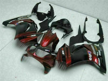 Großhandel Kawasaki EX250 Motorrad Verkleidung 2008-2012 - Glanzendes Schwarz Kastanienbraun Rot
