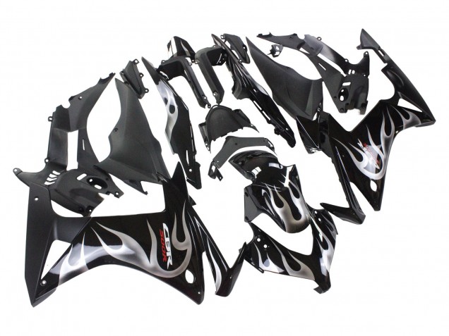 Großhandel Honda CBR500R Motorrad Verkleidung 2013-2015 - Glanzendes Schwarz Silber Flamme