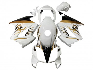 Großhandel Honda VFR 800 Motorrad Verkleidung 2002-2013 - Weiss Gold Flamme