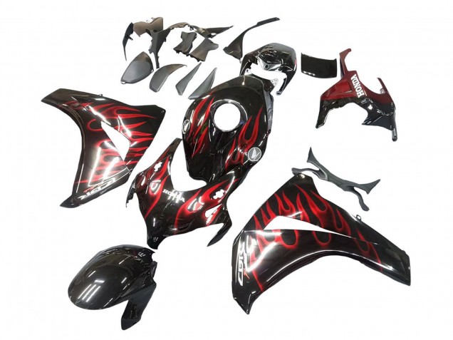 Großhandel Honda CBR1000RR Motorrad Verkleidung 2008-2011 - Glanzendes Schwarz Rot Flamme