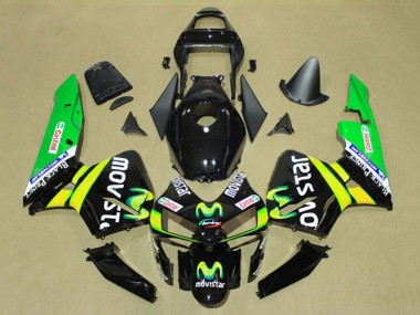 Großhandel Honda CBR600RR Motorrad Verkleidung 2003-2004 - Glanzendes Schwarz Gelb Grun MoviStar Castrol