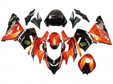 Großhandel Kawasaki ZX10R Motorrad Verkleidung 2004-2005 - Burnt Orange Schwarz Monster Elf