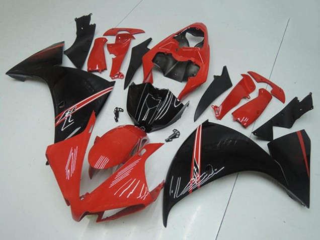 Großhandel Yamaha YZF R1 Motorrad Verkleidung 2012-2014 - Rot Glanzendes Schwarz