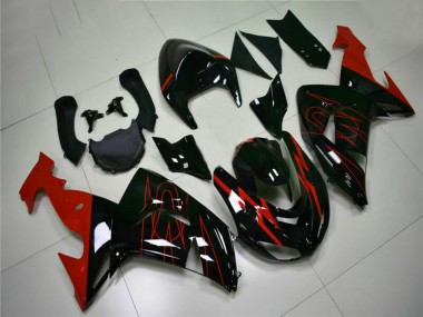 Großhandel Kawasaki ZX10R Motorrad Verkleidung 2006-2007 - Glanzendes Schwarz Rot