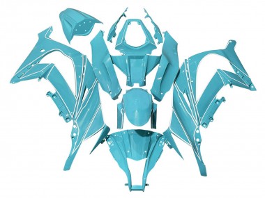 Großhandel Kawasaki ZX10R Motorrad Verkleidung 2008-2010 - Hellblau Weiss Linie