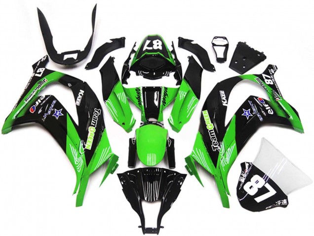 Großhandel Kawasaki ZX10R Motorrad Verkleidung 2011-2015 - Grun Glanzendes Schwarz Blau Stern Team Grun 87