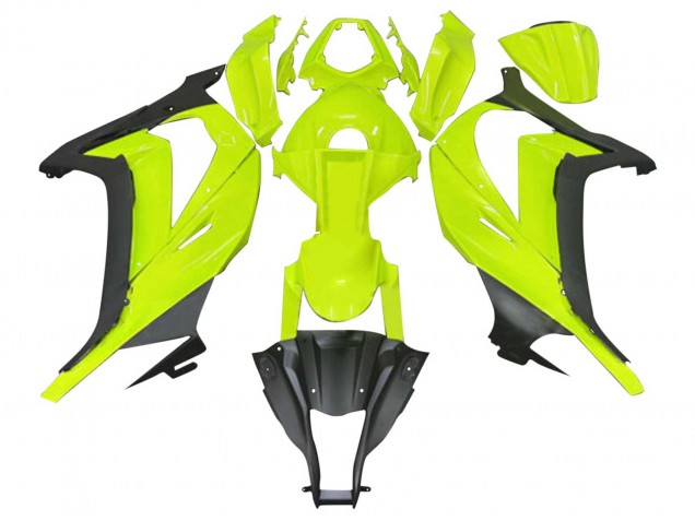 Großhandel Kawasaki ZX10R Motorrad Verkleidung 2011-2015 - Fluoreszierendes Grun Matt Schwarz