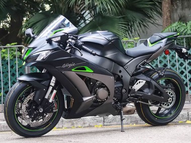 Großhandel Kawasaki ZX10R Motorrad Verkleidung 2011-2015 - Matt Schwarz Grun Weiss Bienenwabe