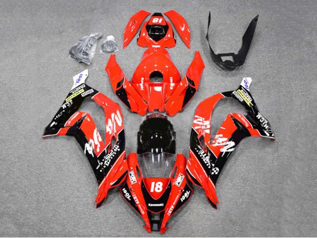 Großhandel Kawasaki ZX10R Motorrad Verkleidung 2016-2020 - Rot Glanzendes Schwarz Weiss Monster 18