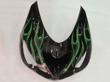 Großhandel Kawasaki ZX14R ZZR1400 Motorrad Verkleidung 2006-2011 - Glanzendes Schwarz Grun Flamme