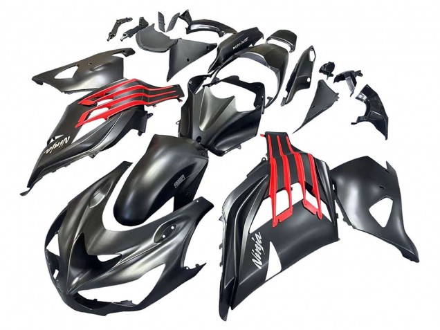 Großhandel Kawasaki ZX14R ZZR1400 Motorrad Verkleidung 2012-2024 - Matt Schwarz Rot Weiss Ninja