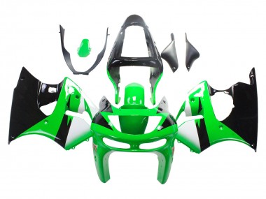 Großhandel Kawasaki ZX6R Motorrad Verkleidung 1998-1999 - Grun Weiss Glanzendes Schwarz