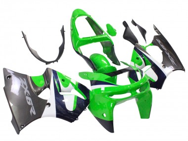 Großhandel Kawasaki ZX6R Motorrad Verkleidung 1998-1999 - Grun Weiss Dunkel Blau Silber