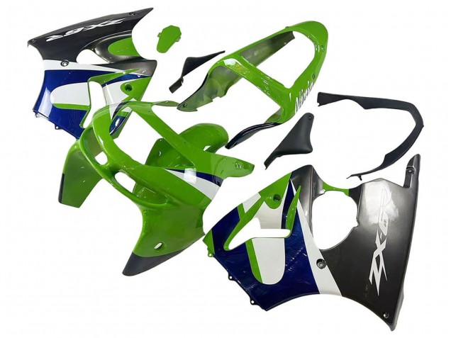 Großhandel Kawasaki ZX6R Motorrad Verkleidung 1998-1999 - Grun Weiss Blau Silber Glanzendes Schwarz