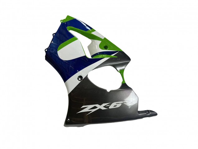 Großhandel Kawasaki ZX6R Motorrad Verkleidung 1998-1999 - Grun Weiss Blau Silber Glanzendes Schwarz