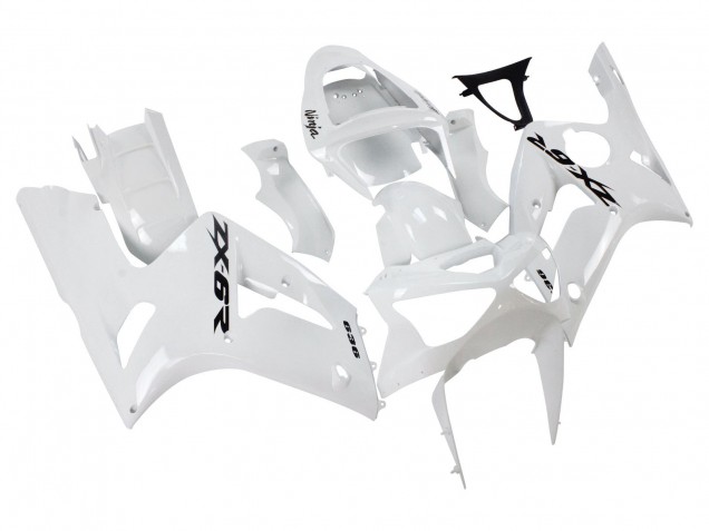 Großhandel Kawasaki ZX6R Motorrad Verkleidung 2003-2004 - Weiss Schwarz Aufkleber