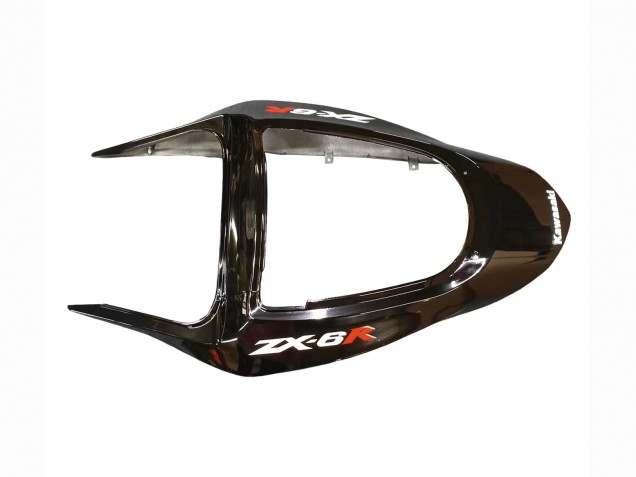 Großhandel Kawasaki ZX6R Motorrad Verkleidung 2003-2004 - Glanzendes Schwarz Rot Flamme