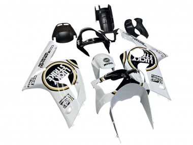 Großhandel Kawasaki ZX6R Motorrad Verkleidung 2003-2004 - Weiss Schwarz Motul Lucky Strike