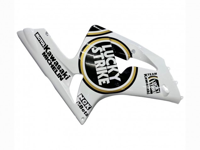 Großhandel Kawasaki ZX6R Motorrad Verkleidung 2003-2004 - Weiss Schwarz Motul Lucky Strike