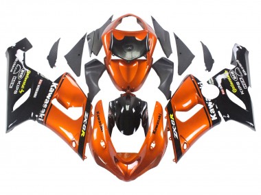 Großhandel Kawasaki ZX6R Motorrad Verkleidung 2005-2006 - Orange Schwarz