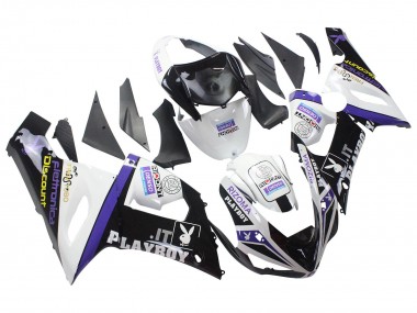 Großhandel Kawasaki ZX6R Motorrad Verkleidung 2005-2006 - Weiss Lila Schwarz Rizoma Playboy Denso