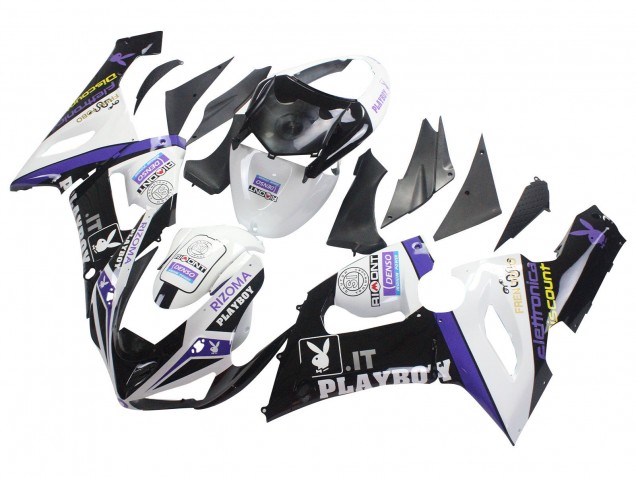 Großhandel Kawasaki ZX6R Motorrad Verkleidung 2005-2006 - Weiss Lila Schwarz Rizoma Playboy Denso
