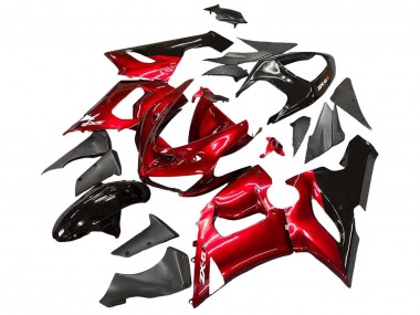 Großhandel Kawasaki ZX6R Motorrad Verkleidung 2005-2006 - Rot Schwarz