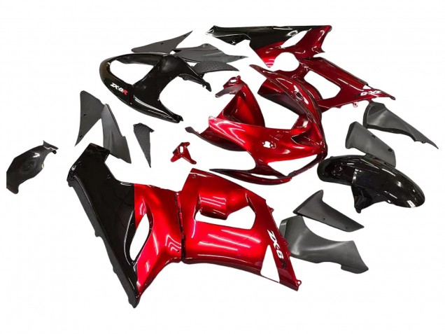 Großhandel Kawasaki ZX6R Motorrad Verkleidung 2005-2006 - Rot Schwarz