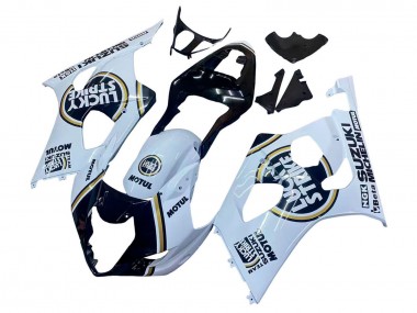 Großhandel Suzuki GSXR 1000 Motorrad Verkleidung 2003-2004 - Weiss Schwarz Gold Motul Lucky Strike