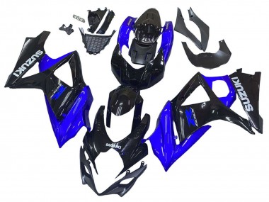 Großhandel Suzuki GSXR 1000 Motorrad Verkleidung Kit 2007-2008 - Blau Glanzendes Schwarz