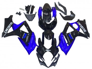 Großhandel Suzuki GSXR 1000 Motorrad Verkleidung Kit 2007-2008 - Blau Glanzendes Schwarz