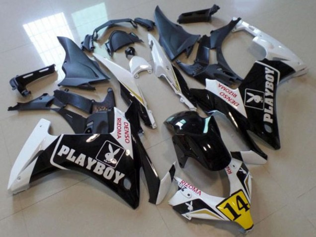 Großhandel Honda CBR500R Motorrad Verkleidung 2013-2015 - Weiss Gelb Glanzendes Schwarz Playboy 14