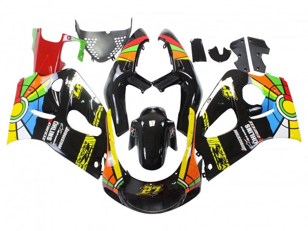 Großhandel Suzuki GSXR 600 / GSXR 750 Motorrad Verkleidung 1996-2000 - Schwarz Mehrfarbig 27
