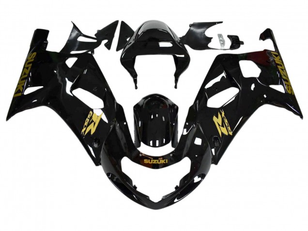 Großhandel Suzuki GSXR 600 / GSXR 750 Motorrad Verkleidung 2001-2003 - Glanzendes Schwarz Gold Aufkleber