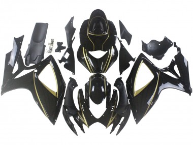 Großhandel Suzuki GSXR 600 / GSXR 750 Motorrad Verkleidung 2006-2007 - Glanzendes Schwarz Gold Streifen