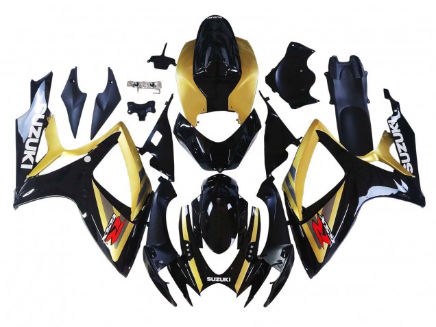 Großhandel Suzuki GSXR 600 / GSXR 750 Motorrad Verkleidung 2006-2007 - Gold Glanzendes Schwarz Rot
