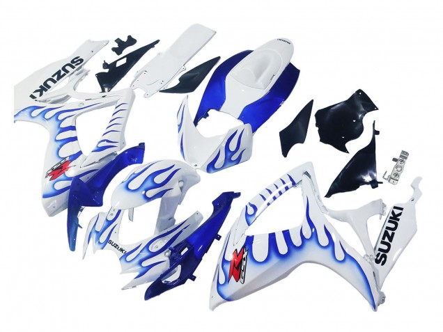 Großhandel Suzuki GSXR 600 / GSXR 750 Motorrad Verkleidung 2006-2007 - Weiss Blau Flamme