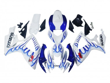 Großhandel Suzuki GSXR 600 / GSXR 750 Motorrad Verkleidung 2006-2007 - Weiss Blau Flamme