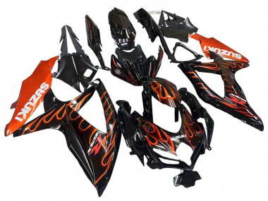 Großhandel Suzuki GSXR 600 / GSXR 750 Motorrad Verkleidung 2008-2010 - Glanzendes Schwarz Orange Flamme